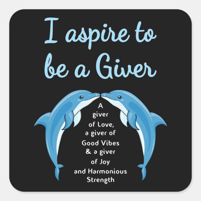 Pegatina Cuadrada Dolphin Sea Dolphins Animal Water Ocean Funny Gift (Anverso)