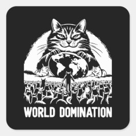 Pegatina Cuadrada Dominación mundial 1