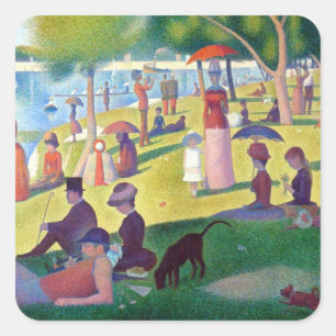 Pegatina Cuadrada Domingo por la tarde en La Grande Jatte por Seurat