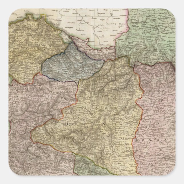 Pegatina Cuadrada Dominios de Austria (Anverso)