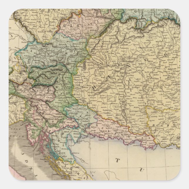 Pegatina Cuadrada Dominios de Austria (Anverso)