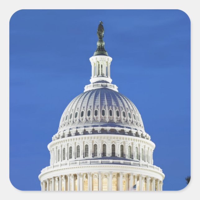 Pegatina Cuadrada Domo del Capitolio de Estados Unidos (Anverso)