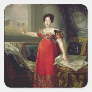 Pegatina Cuadrada Dona Maria Isabel de Braganza, 1829 de la reina