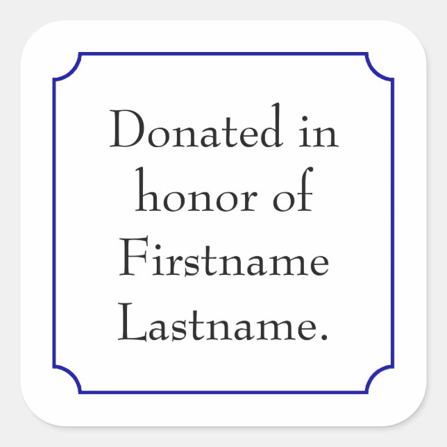 Pegatina Cuadrada Donado en honor a la plantilla (Anverso)