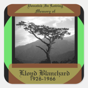 Pegatina Cuadrada Donado en memoria de