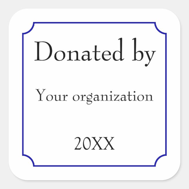 Pegatina Cuadrada Donado por plantilla (Anverso)