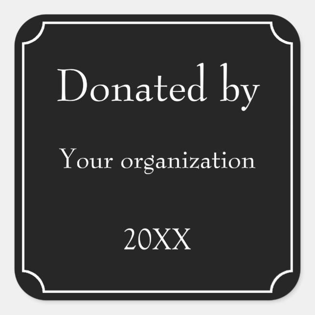 Pegatina Cuadrada Donado por plantilla (Anverso)
