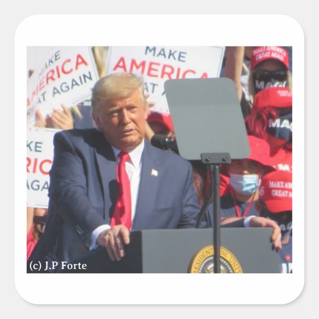 Pegatina Cuadrada Donald Trump  (Anverso)