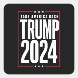 Pegatina Cuadrada Donald Trump 2024 Recuperemos América Elección