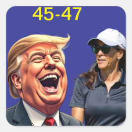 Pegatina Cuadrada Donald Trump 45-47 Kamala harris