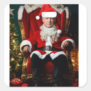 Pegatina Cuadrada DONALD TRUMP AS SANTA CLAUS FunnY