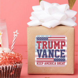 Pegatina Cuadrada Donald Trump JD Vance 2024 Mantiene a Estados Unid