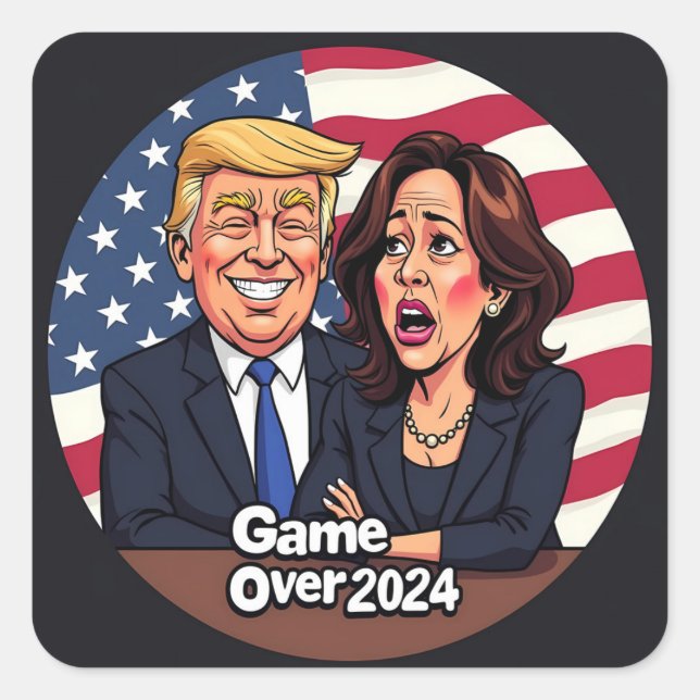 Pegatina Cuadrada Donald Trump Kamala harris (Anverso)
