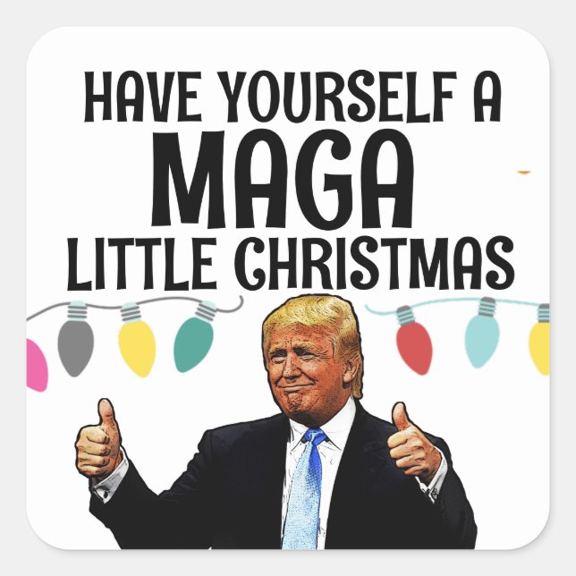 PEGATINA CUADRADA DONALD TRUMP MAGA PEQUEÑOS NAVIDAD (Anverso)