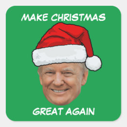 Pegatina Cuadrada Donald Trump Santa hace grandes a los Navidades de