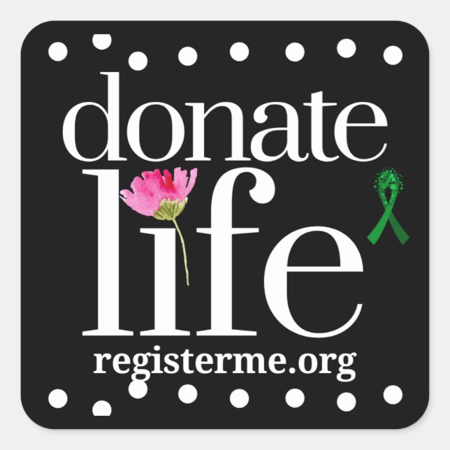 Pegatina Cuadrada Donar Pegatinas de vida (Anverso)