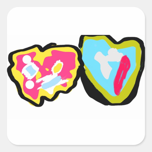 Pegatina Cuadrada Donas de San Valentín  (Anverso)