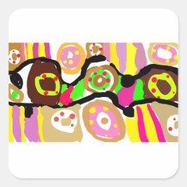 Pegatina Cuadrada Donas divertidas