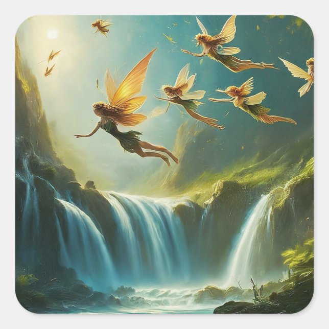 Pegatina Cuadrada Donde los sueños toman vuelo (Anverso)