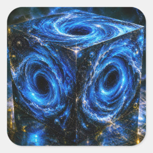 Pegatina Cuadrada Donde los Universos se Vuelven Hacia Adentro - Ret