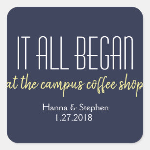 Pegatina Cuadrada Donde Todo Comenzó Historia de Amor