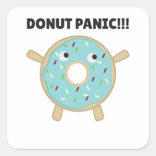 Pegatina Cuadrada Donut Panic - Divertido bollo con donuts