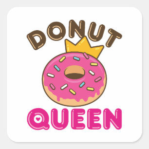 Pegatina Cuadrada Donut Queen Women Chicas Doughnut Lover