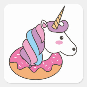 Pegatina Cuadrada Dónut unicornio