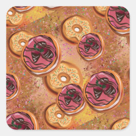 Pegatina Cuadrada Donuts