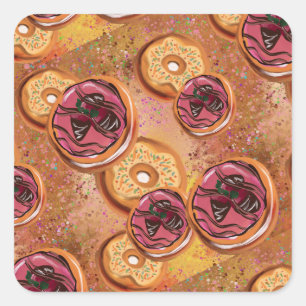 Pegatina Cuadrada Donuts