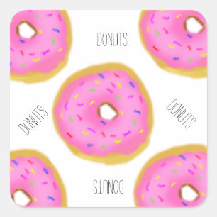 Pegatina Cuadrada Donuts de donuts rosados y congelados