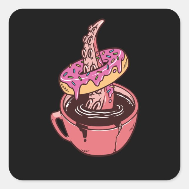 Pegatina Cuadrada Donuts y café (Anverso)