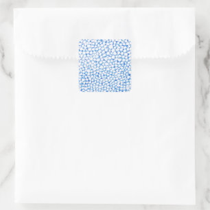 Pegatina Cuadrada Doodle Blue White Dots Floral Blossom Watercolor