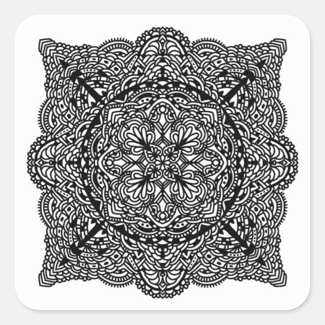 Pegatina Cuadrada Doodle caprichoso (Anverso)