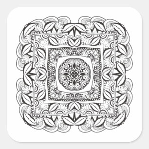 Pegatina Cuadrada Doodle cuadrado decorativo hermoso