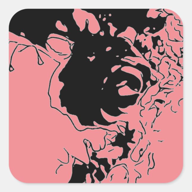 Pegatina Cuadrada Doodle de flores (Anverso)