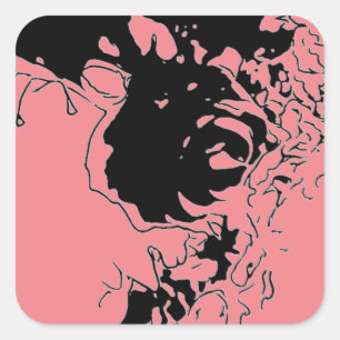 Pegatina Cuadrada Doodle de flores