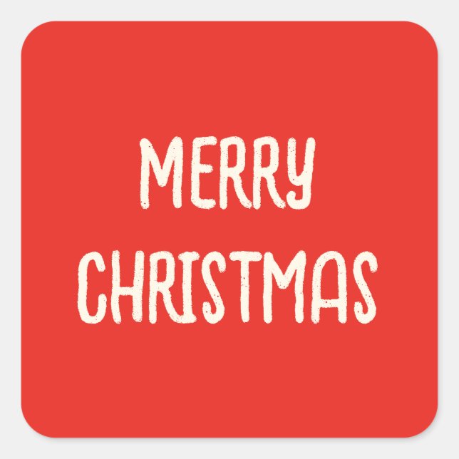 Pegatina Cuadrada Doodle de mano roja para la navidad del ferry romá (Anverso)