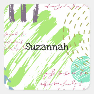 Pegatina Cuadrada Doodle geométrico abstracto