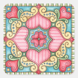 Pegatina Cuadrada Doodle Heart - Pegatinas