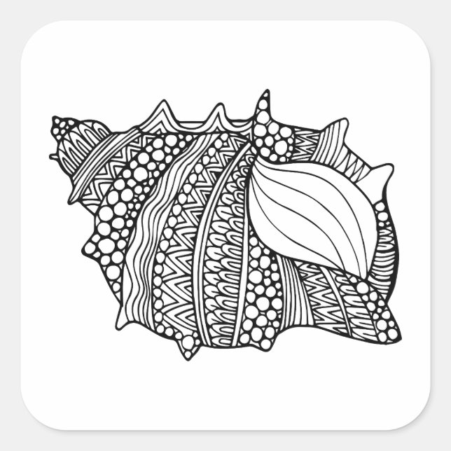 Pegatina Cuadrada Doodle inspirado (Anverso)