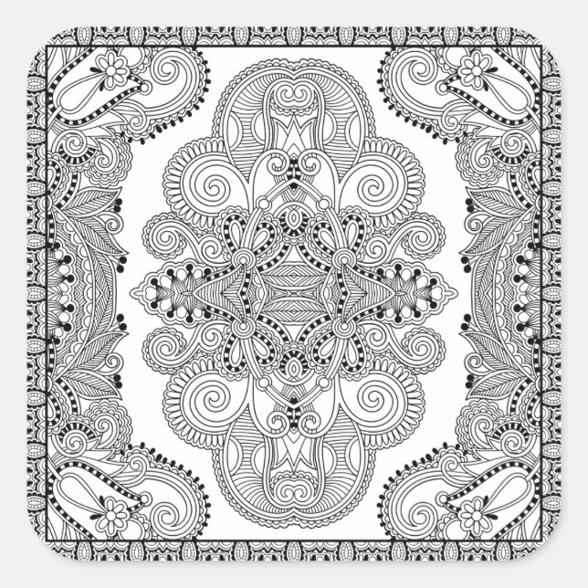 Pegatina Cuadrada Doodle único (Anverso)