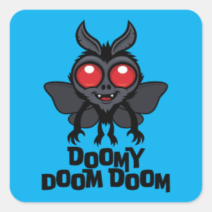 Pegatina Cuadrada Doomy Doom Doom Cute Mothman Críptido