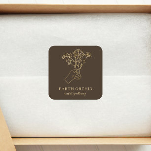 Pegatina cuadrada dorada de Herbal + Floral Apothe