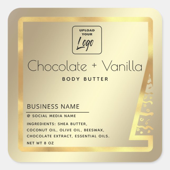 Pegatina Cuadrada Dorado simple producto de lujo moderno Square (Anverso)