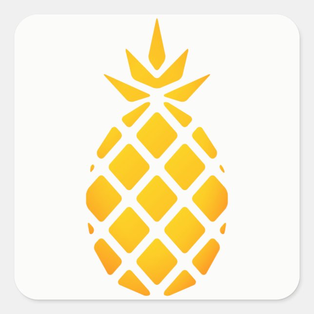 Pegatina Cuadrada Dorado Stencil Pineapple Hawaiano (Anverso)