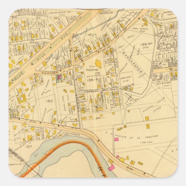 Pegatina Cuadrada Dorchester, Massachusetts 6 (Anverso)