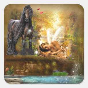 Pegatina Cuadrada Dormido para soñar a la hada