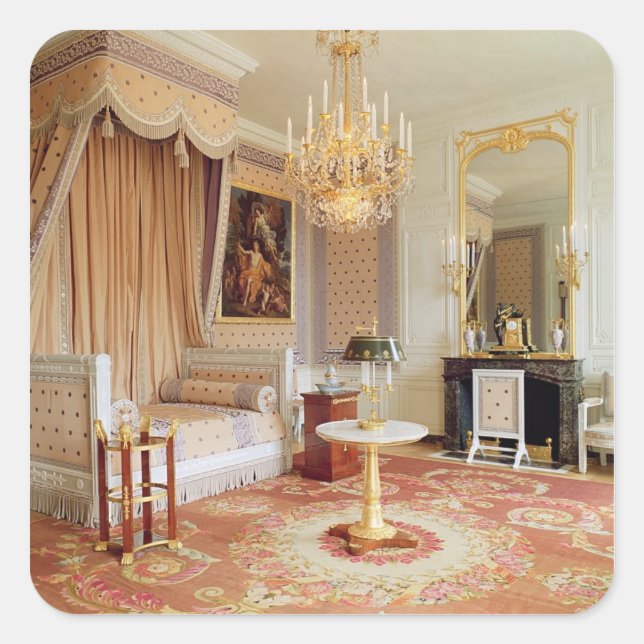 Pegatina Cuadrada Dormitorio en el Gran Trianón (foto) (Anverso)
