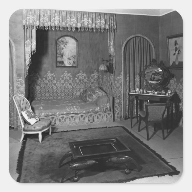 Pegatina Cuadrada Dormitorio perteneciente a Jeanne Lanvin c.1920-25 (Anverso)